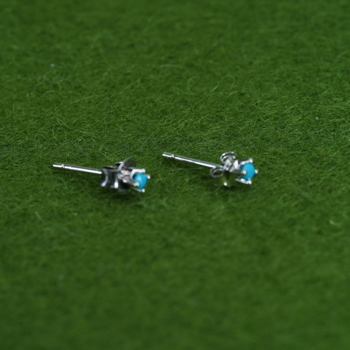 Vintage sterling silver handmade earrings, southwestern 925 studs w/ turquoise