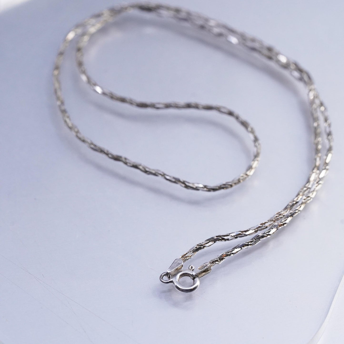18" 2mm, vintage Italian Sterling 925 silver twisted chain necklace