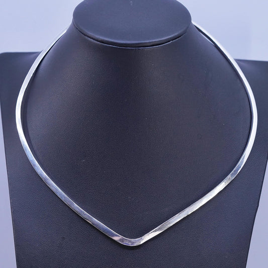 14", vintage Sterling silver necklace, woven braided 925 choker collar necklace