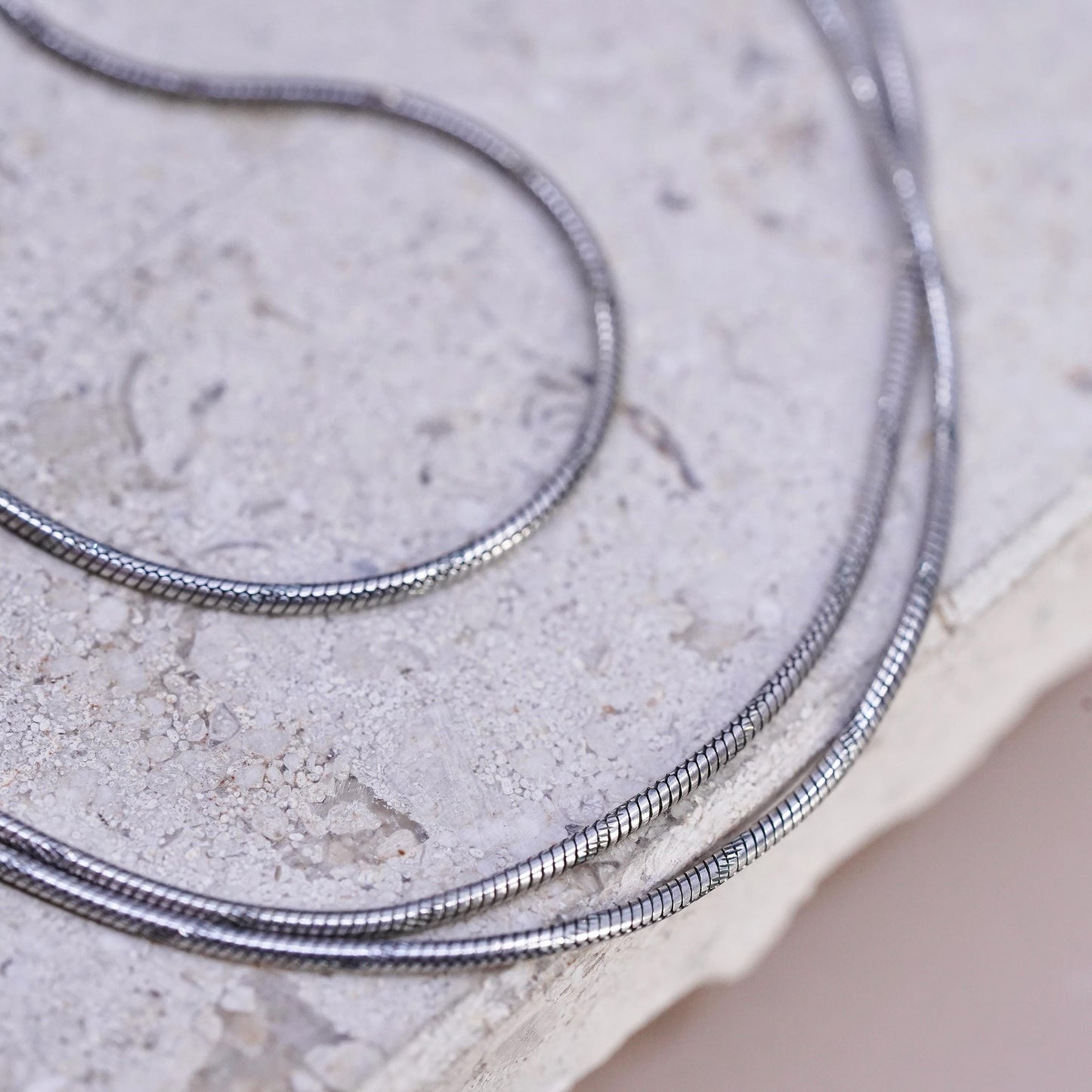 18" 1mm, vintage Italian Sterling silver textured snake chain, 925 necklace