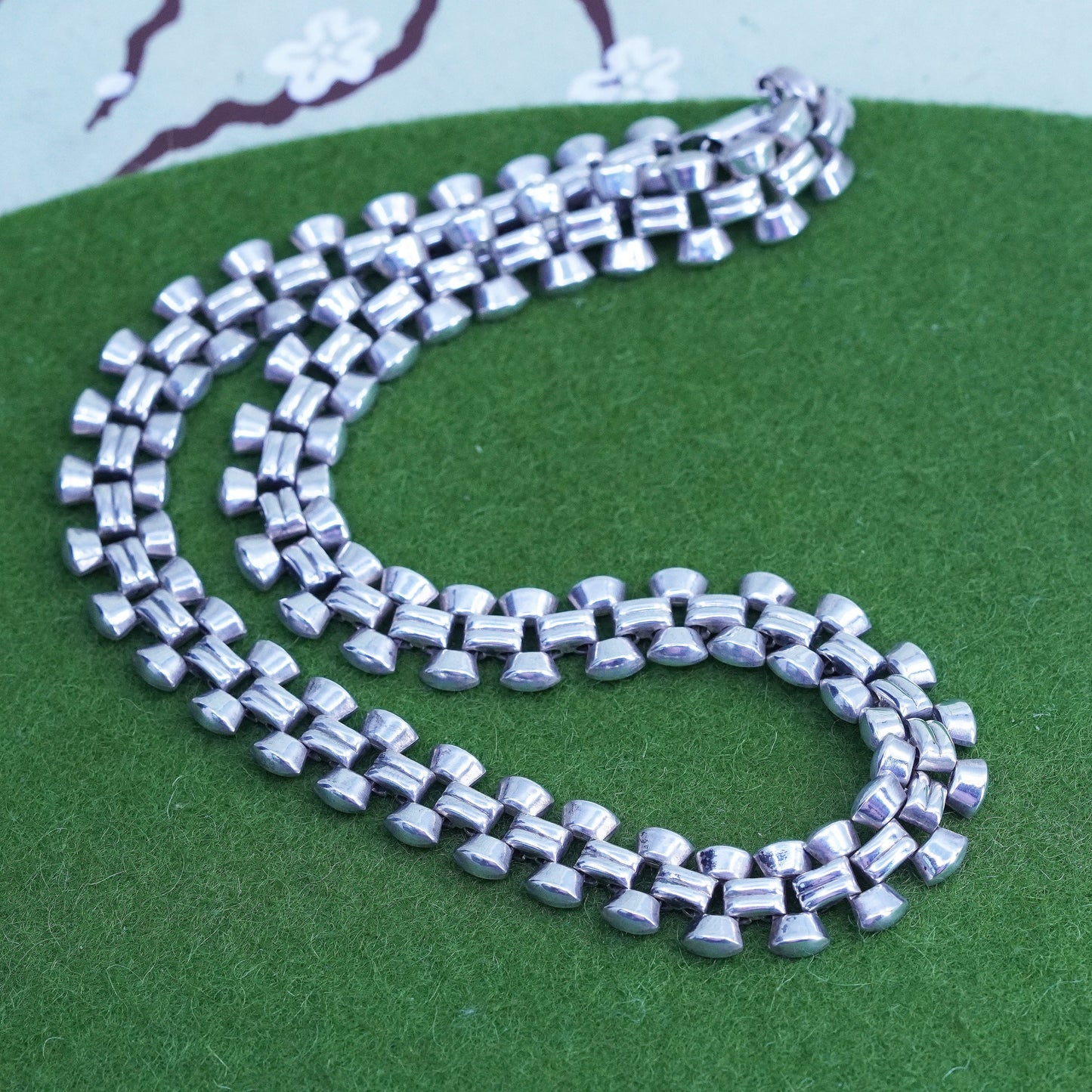 16", Vintage mexico sterling silver bold necklace, handmade 925 statement chain
