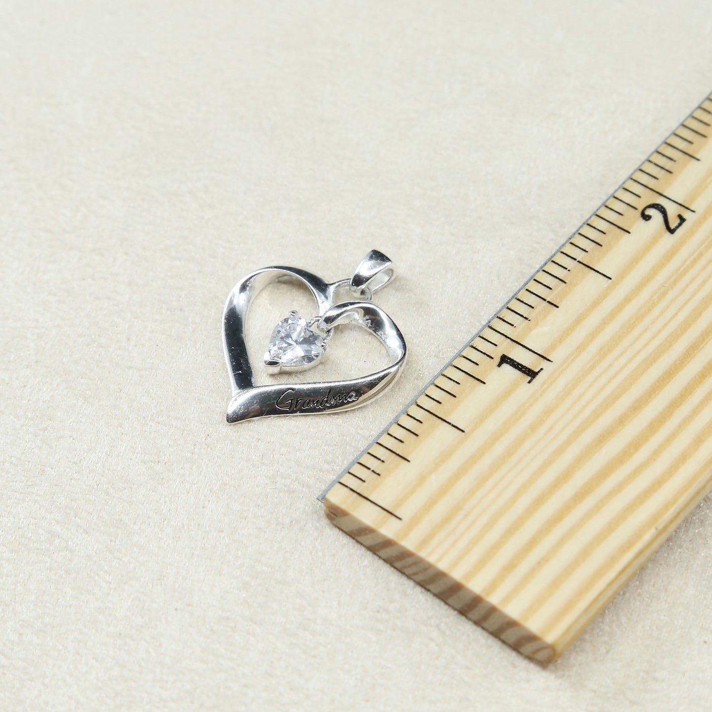 VTG Sterling silver handmade pendant, 925 heart w/ "grandma you are dead"