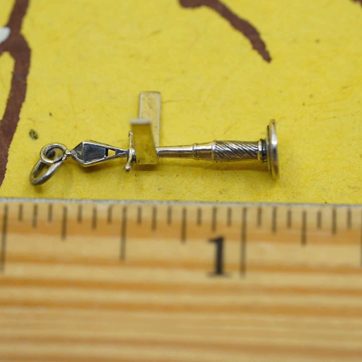 Vintage Sterling silver handmade pendant, 925 road sign charm