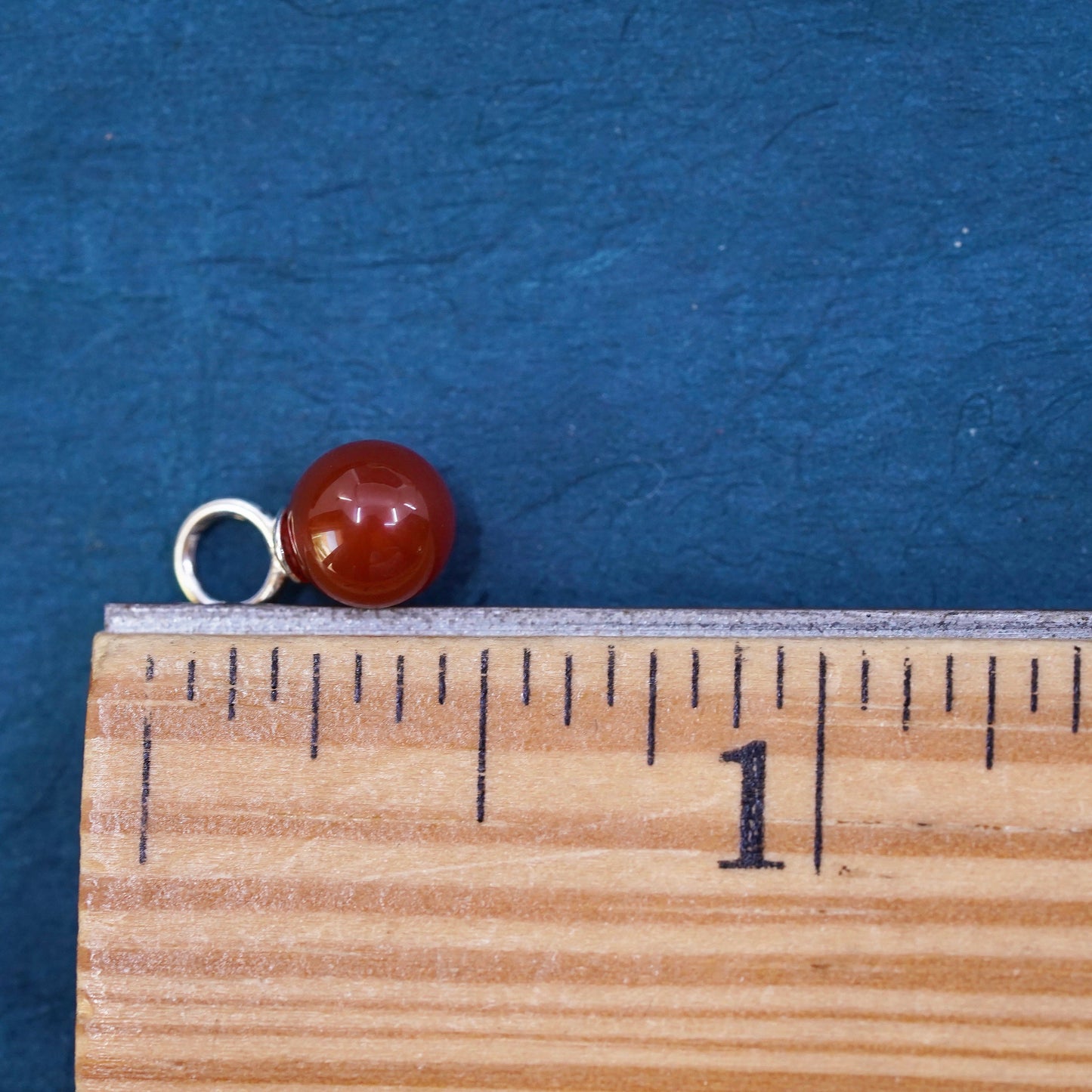 Vintage sterling silver handmade pendant, 925 charm with carnelian bead