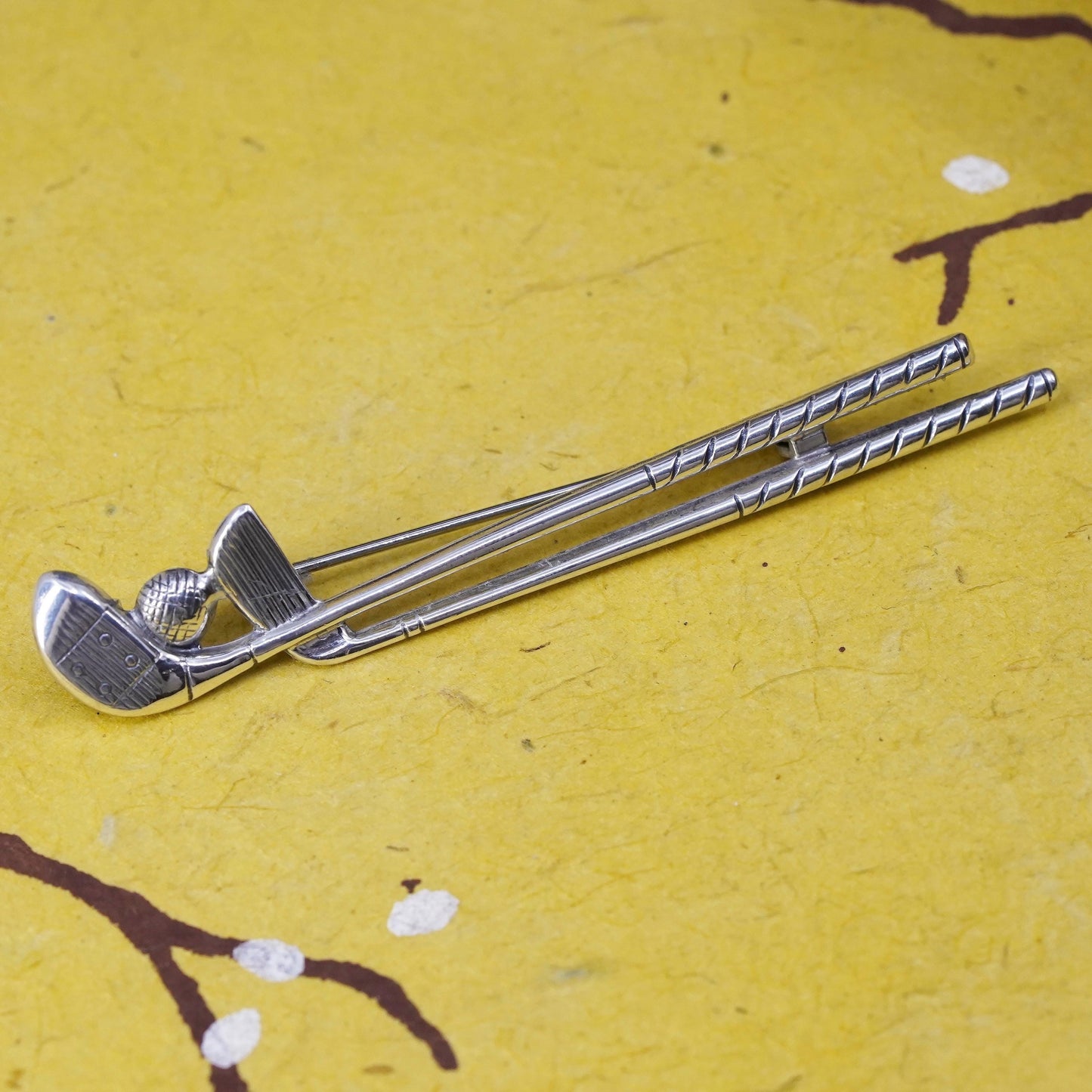 Vintage Mexico sterling silver golf clubs with ball pendant brooch
