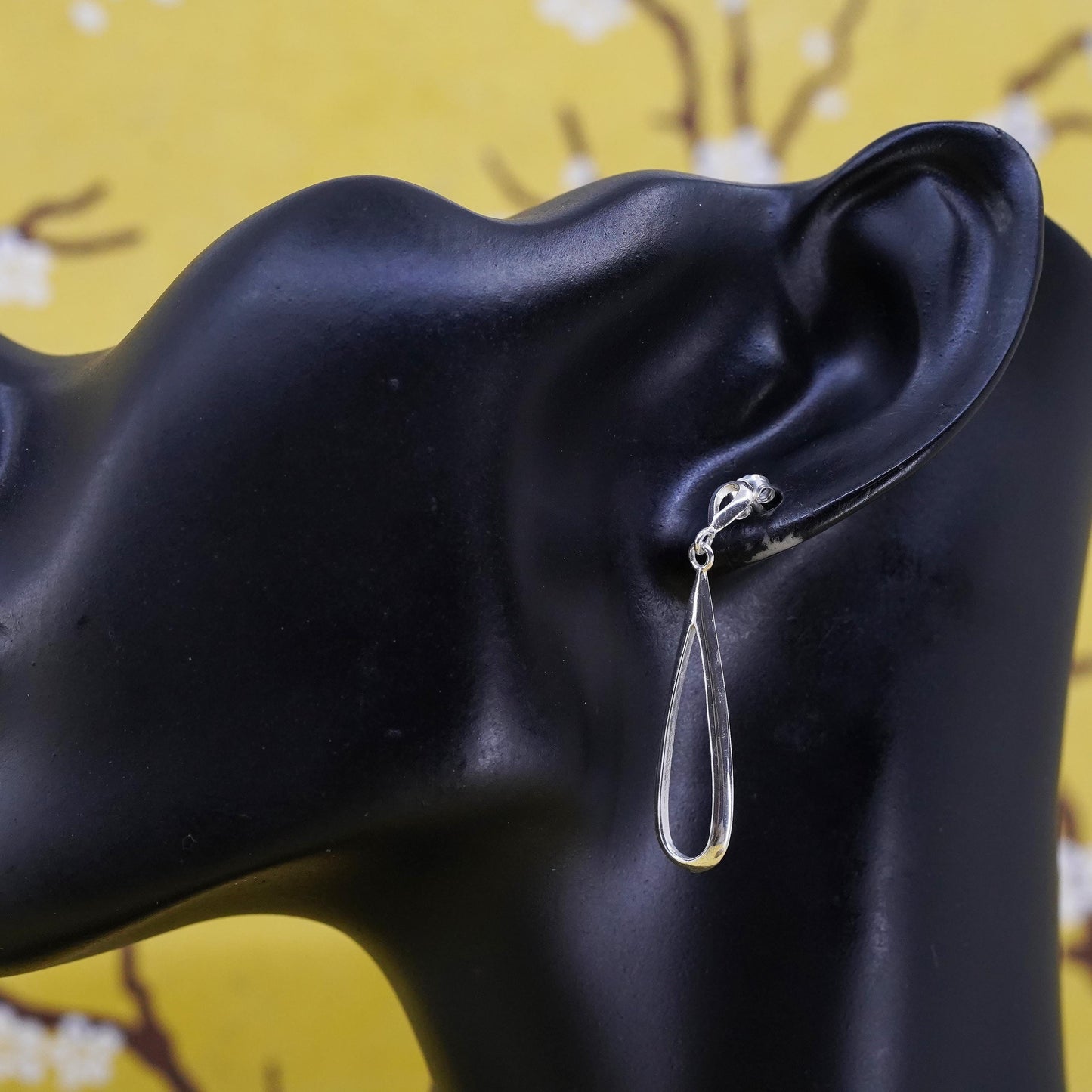 Vintage Sterling silver handmade earrings, 925 teardrop drops