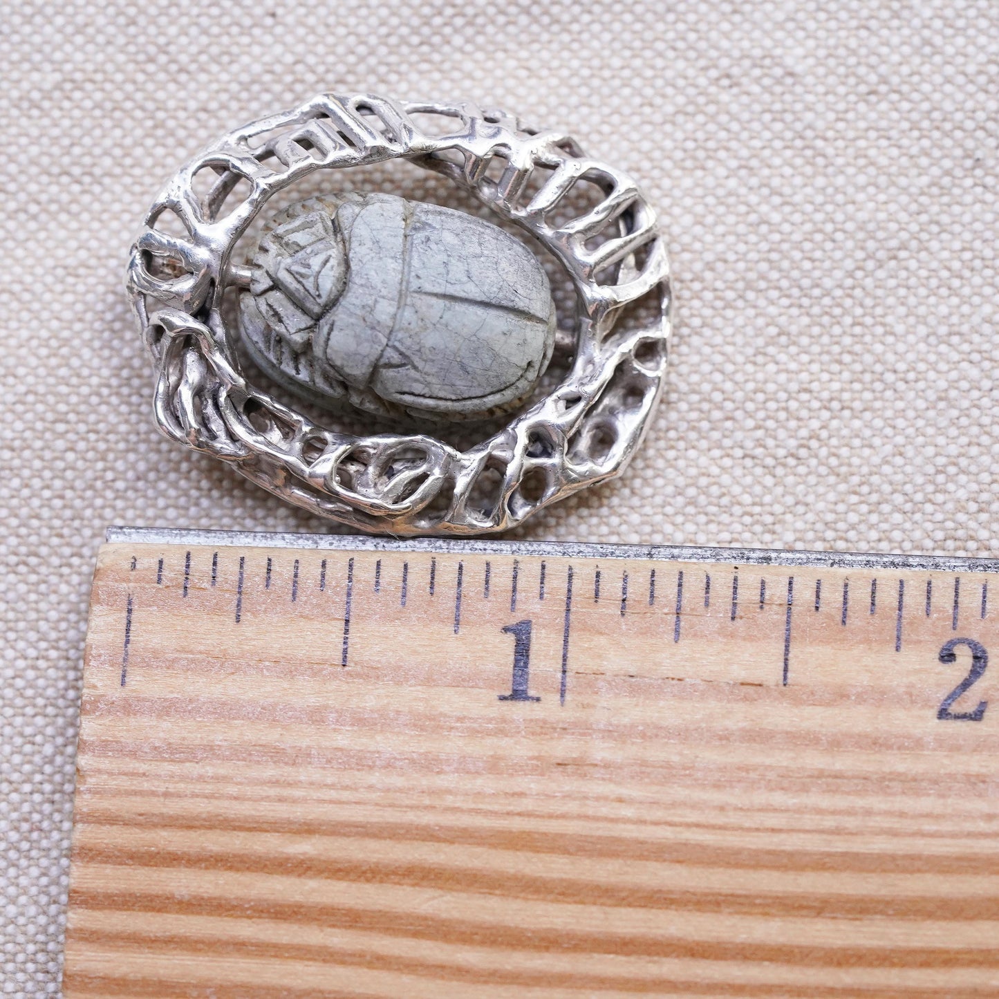 Sterling silver pendant, Egyptian filigree 925 charm turquoise Scarabs beetle