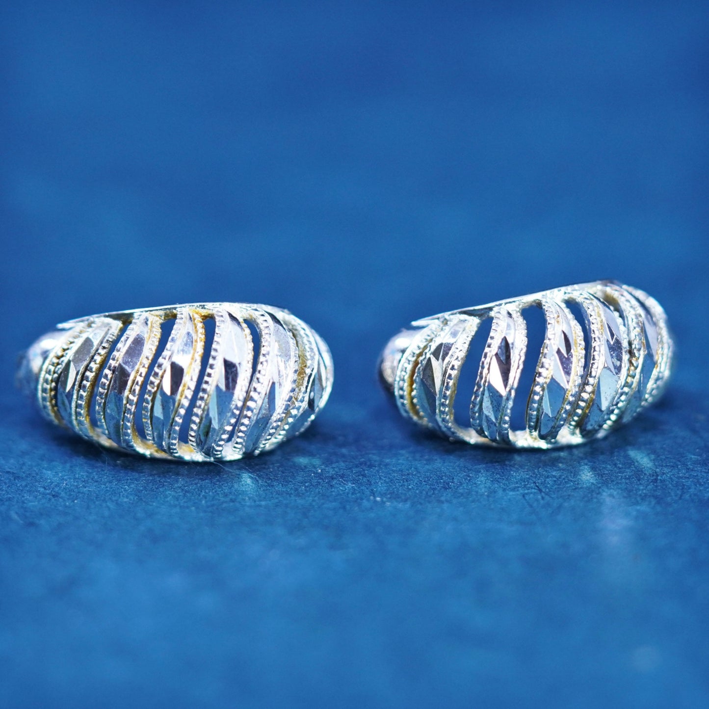 0.75”, southwestern Sterling Silver handmade Earrings 925 textured huggie studs