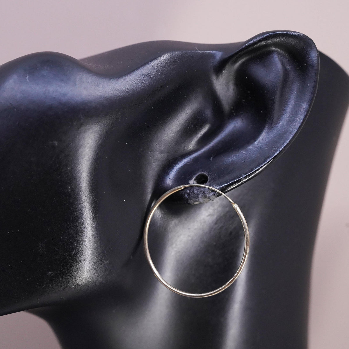 1.25", vintage vermeil gold over Sterling silver earrings, 925 thin hoops