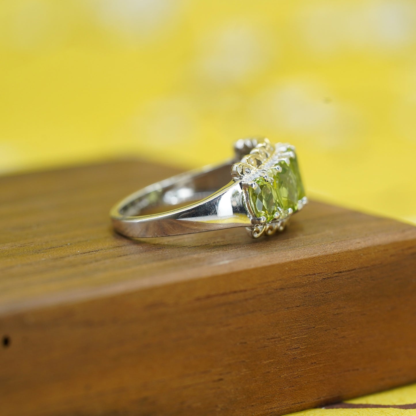 Size 10.25, vintage Sterling 925 silver handmade ring with peridot
