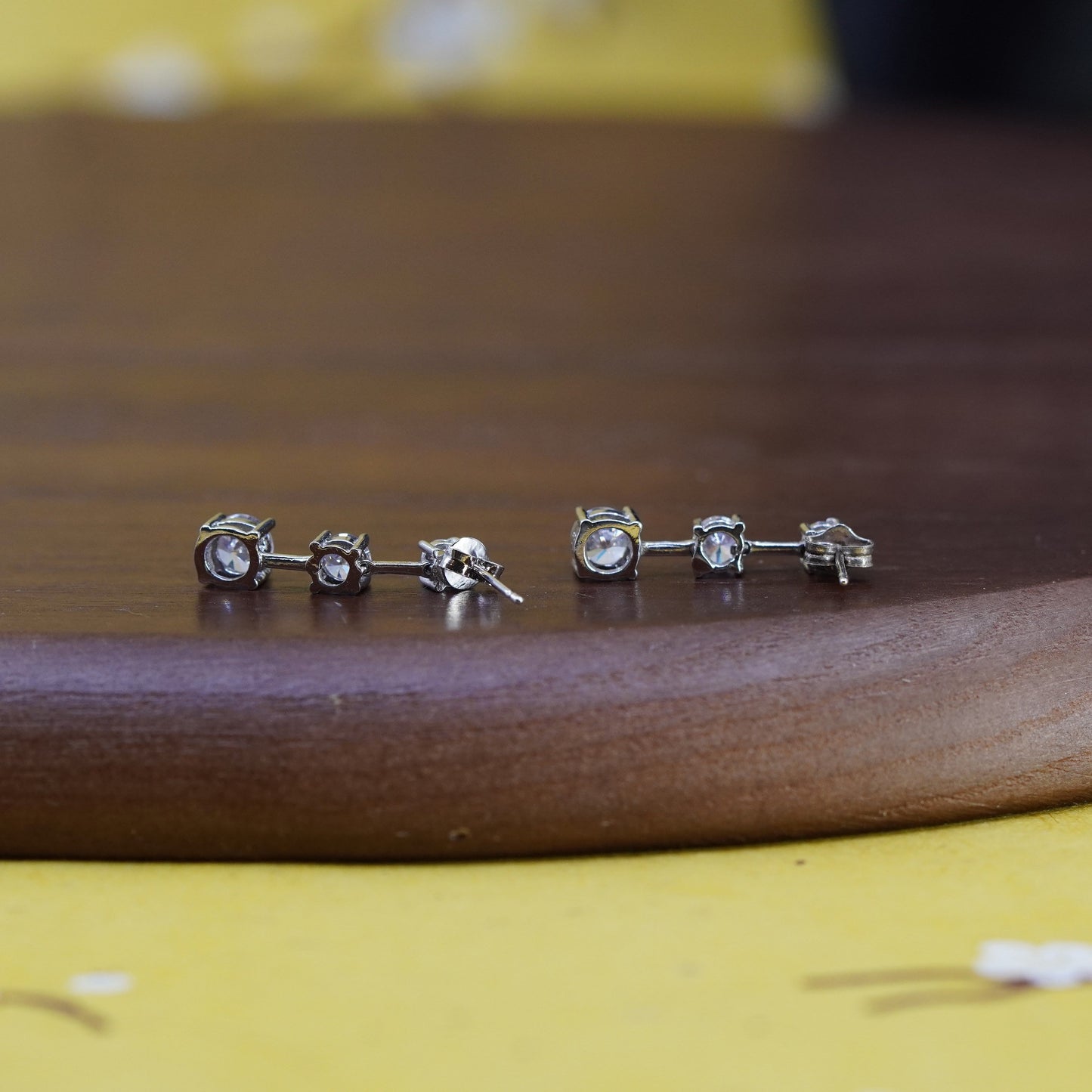 vintage Sterling 925 silver earrings with cz, stamped 925