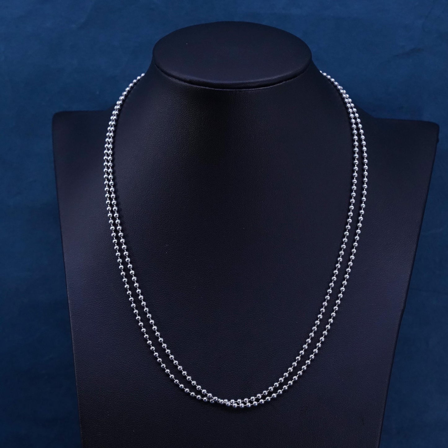 36" Sterling silver handmade extra long sweater necklace, 925 bead chain