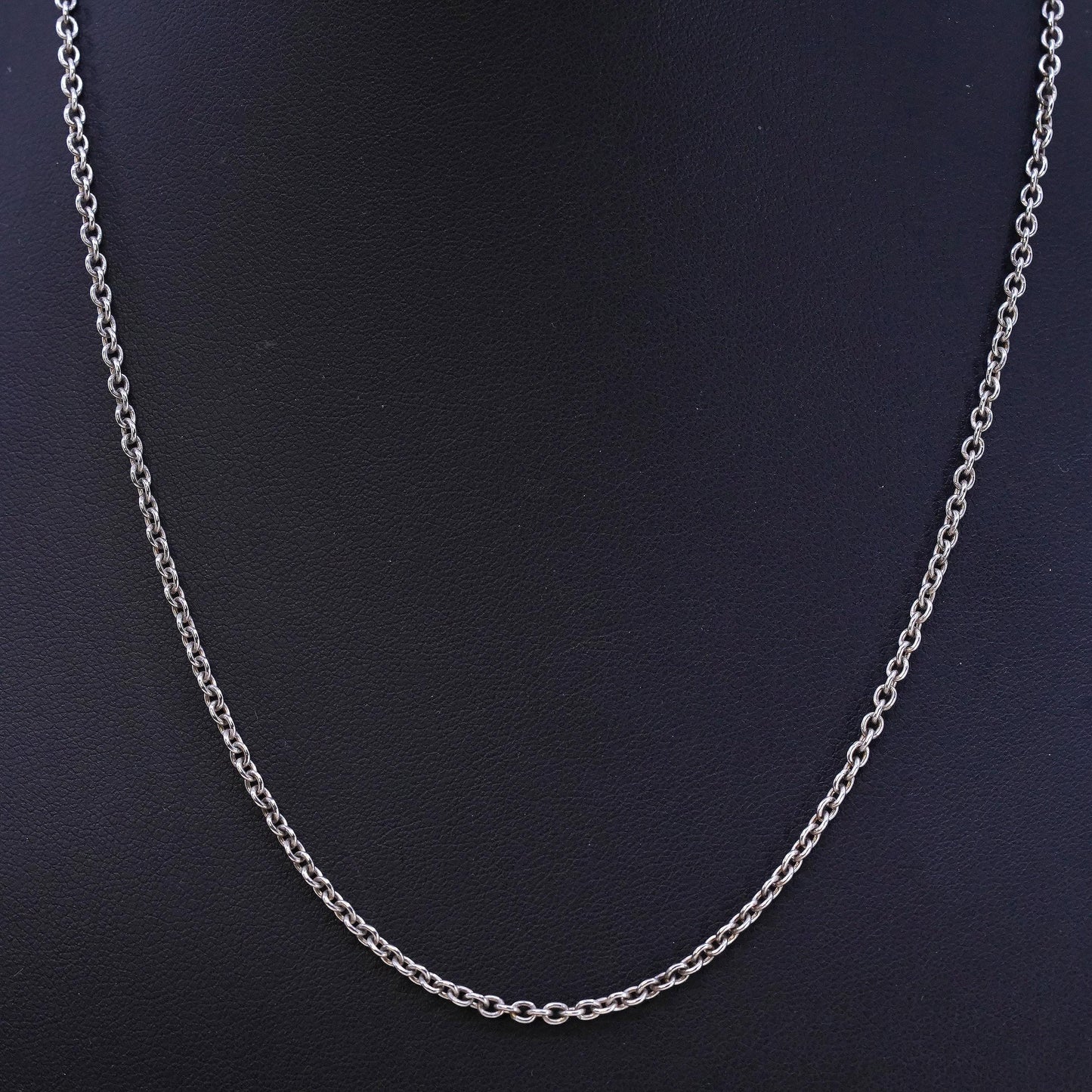 18" 2mm, vintage Sterling silver necklace, 925 circle chain,