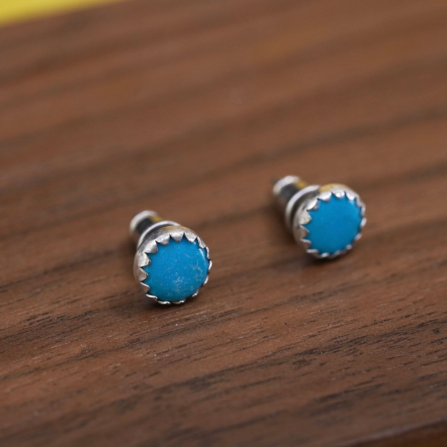 southwestern Sterling Silver Native American Earrings, 925 studs with turquoise