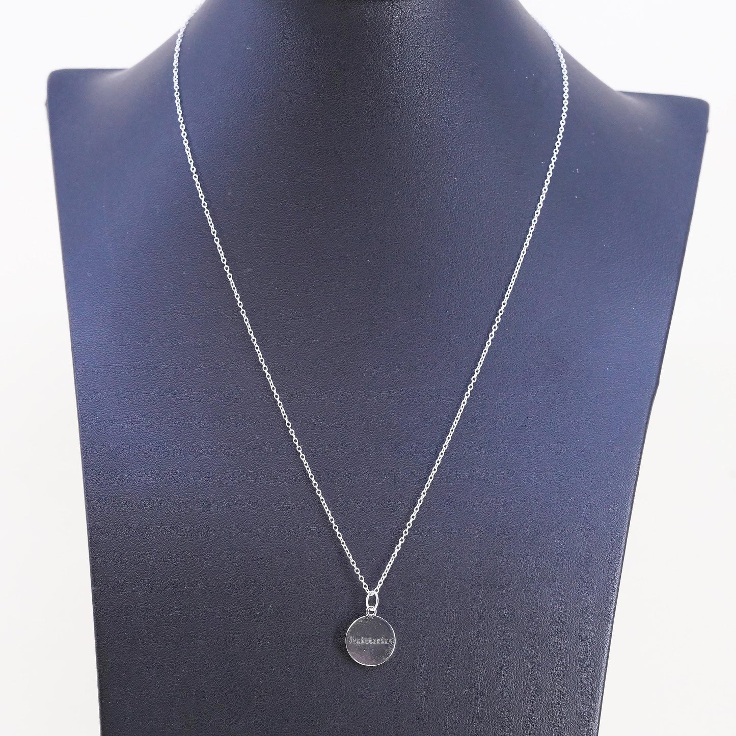 16+2", sterling silver necklace, 925 circle with Astrology pendant Sagittarius