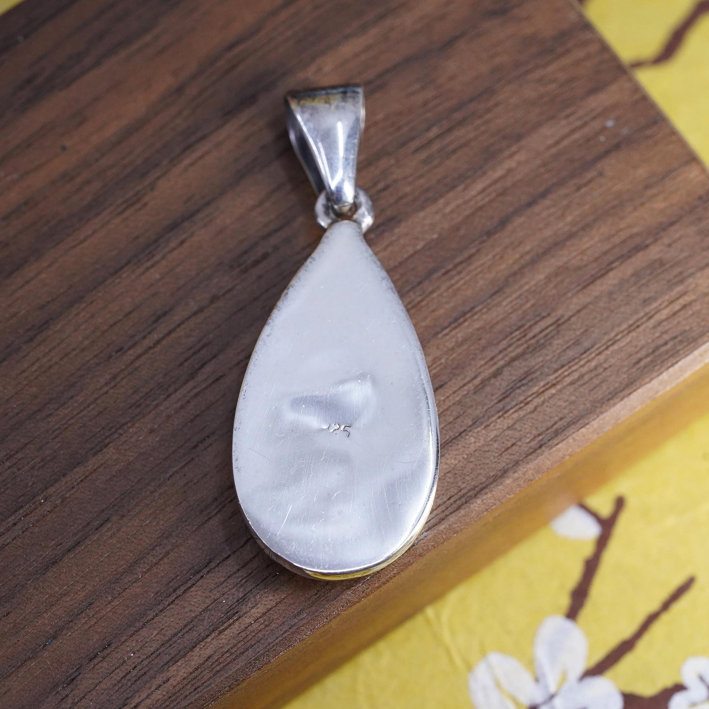 Vintage southwestern Sterling 925 silver handmade teardrop pendant turquoise