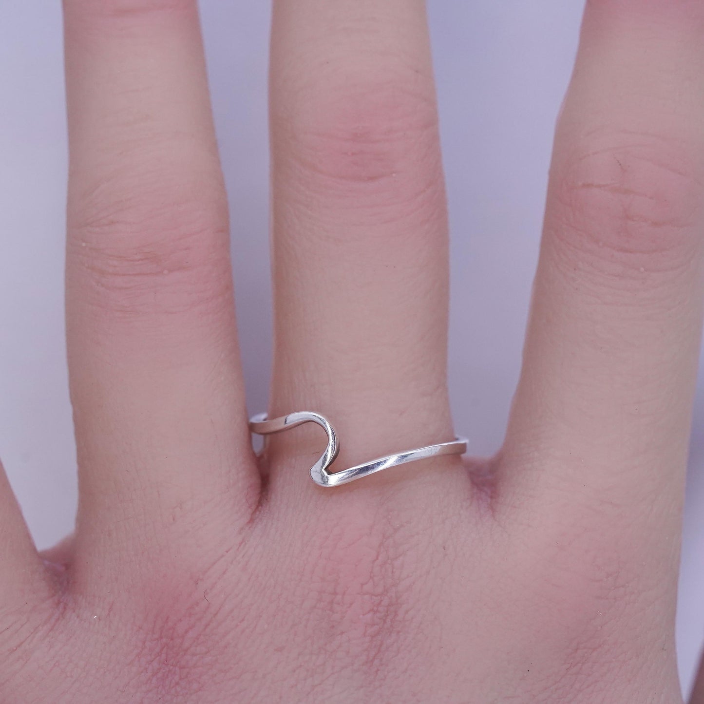 Size 9.75, vintage modern Sterling 925 silver handmade ring, wavy band