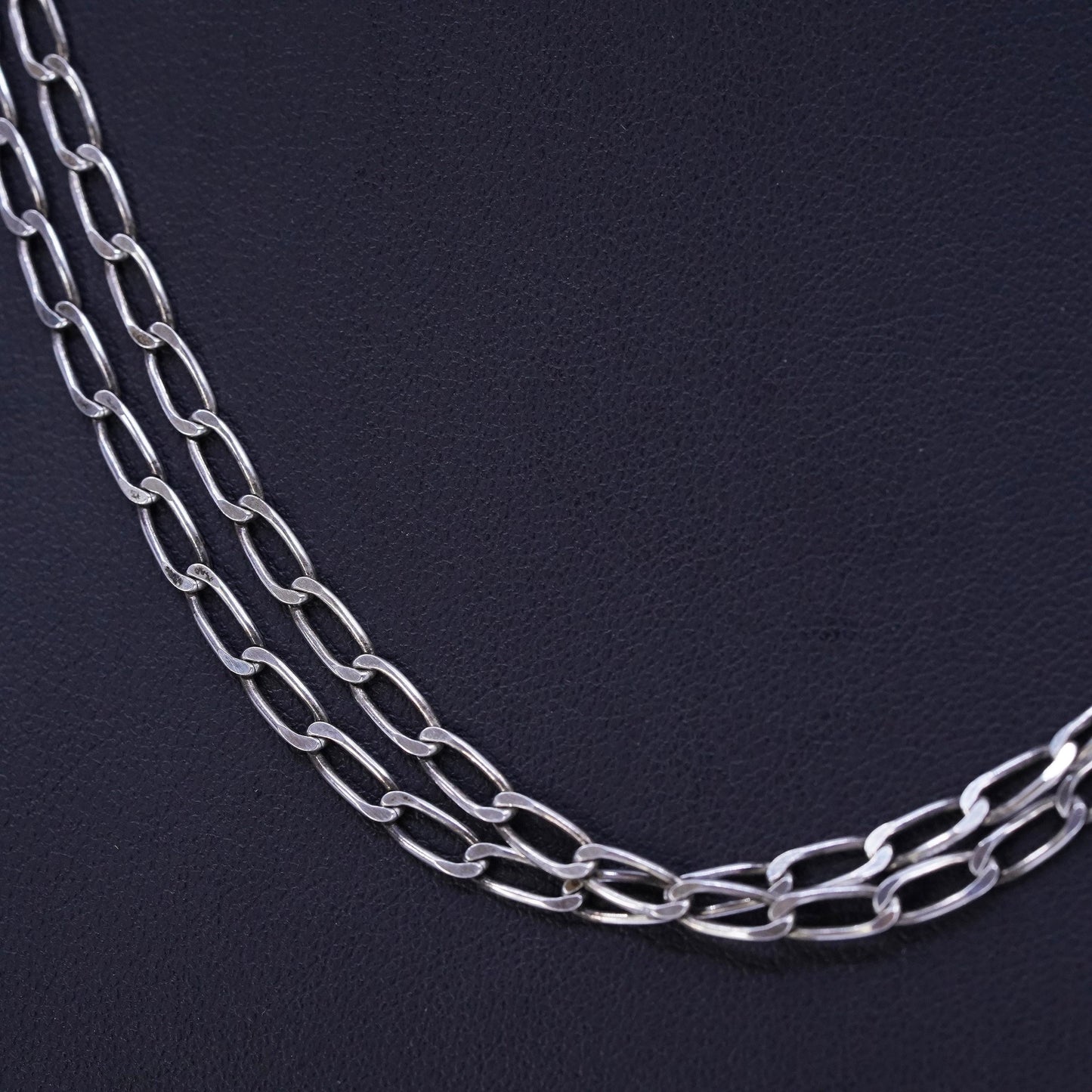 38” 4mm, vintage Sterling 925 silver handmade curb chain necklace