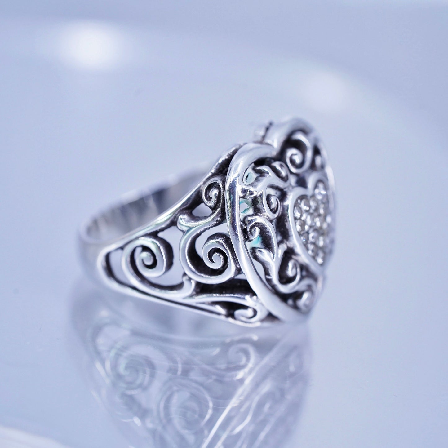 Size 8.5, Brighton Sayan Sterling silver ring, engagement ring, 925 silver CZ