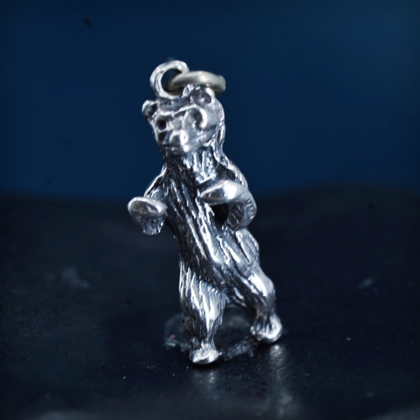 Native American bell trading post sterling silver pendant, 925 bear charm