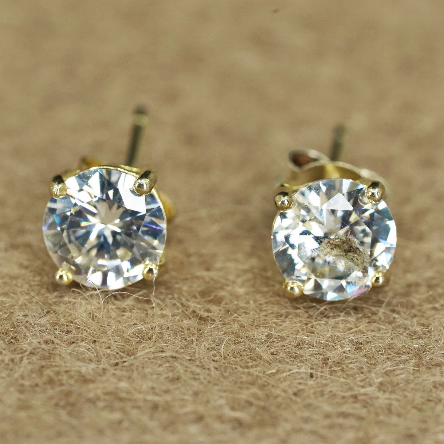 6mm Vintage rose gold Sterling 925 silver earrings, studs with round Cz