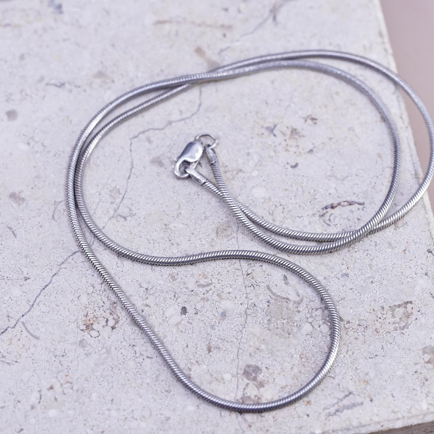 18" 1.6mm, vintage Mexican Sterling silver handmade necklace, 925 snake chain