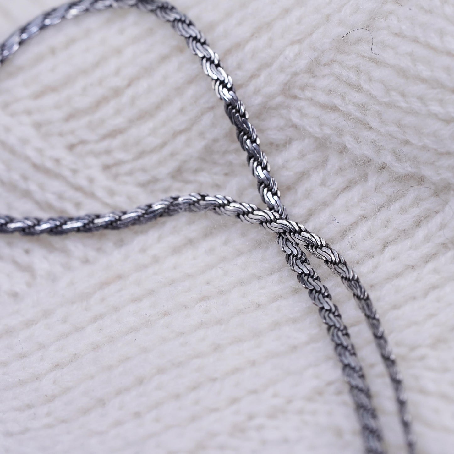 24", 3mm, Vintage sterling silver flatten curb chain, 925 men's necklace