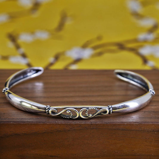 7.25”, Vintage Carolyn pollack Sterling silver bracelet, 925 filigree cuff