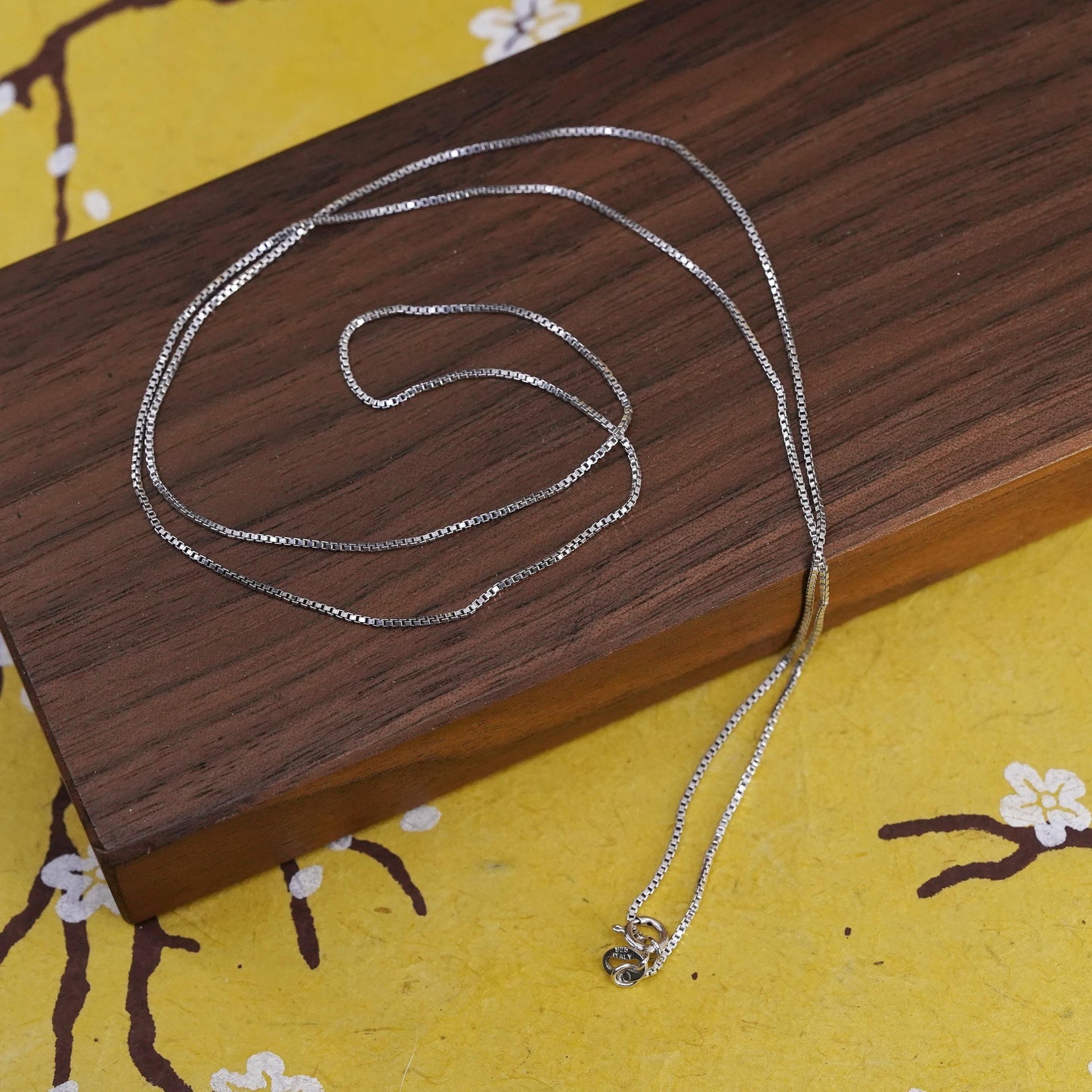 24", 1mm, vintage Italian Sterling silver box chain, Italy 925 necklace