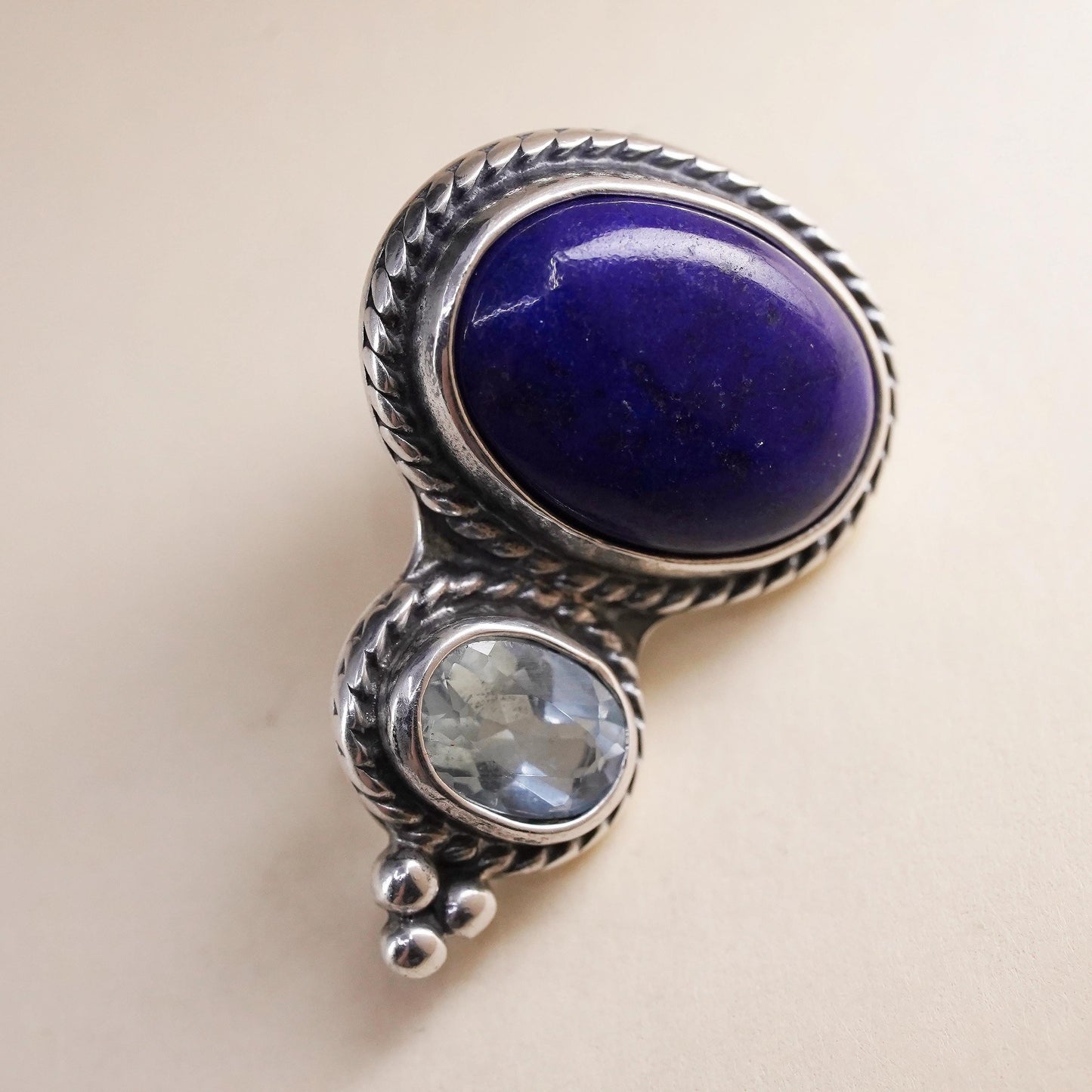 Native American Shube single earring. Navajo Sterling 925 silver stud lapis