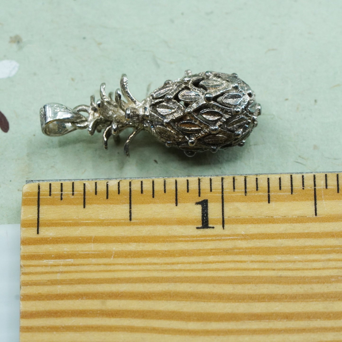Vintage sterling silver handmade pendant, 925 pineapple charm