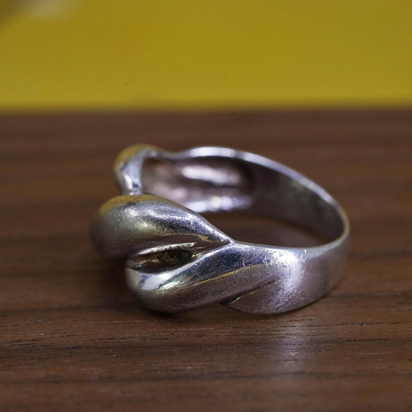 Size 7, Sterling silver handmade ring, 925 ribbed band, minimalist, modernist