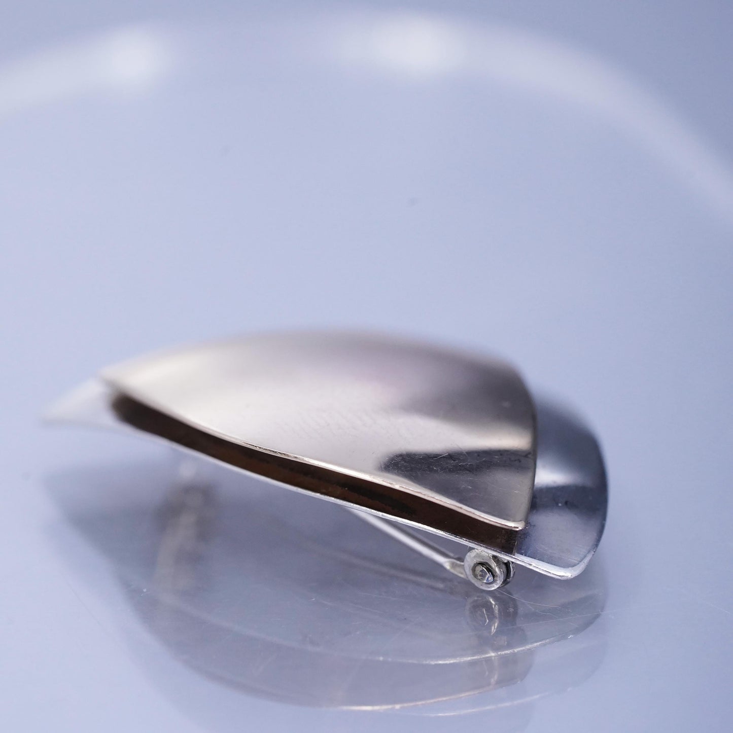 Vintage sterling silver handmade brooch, 925 leaf pin with 14K gold trim