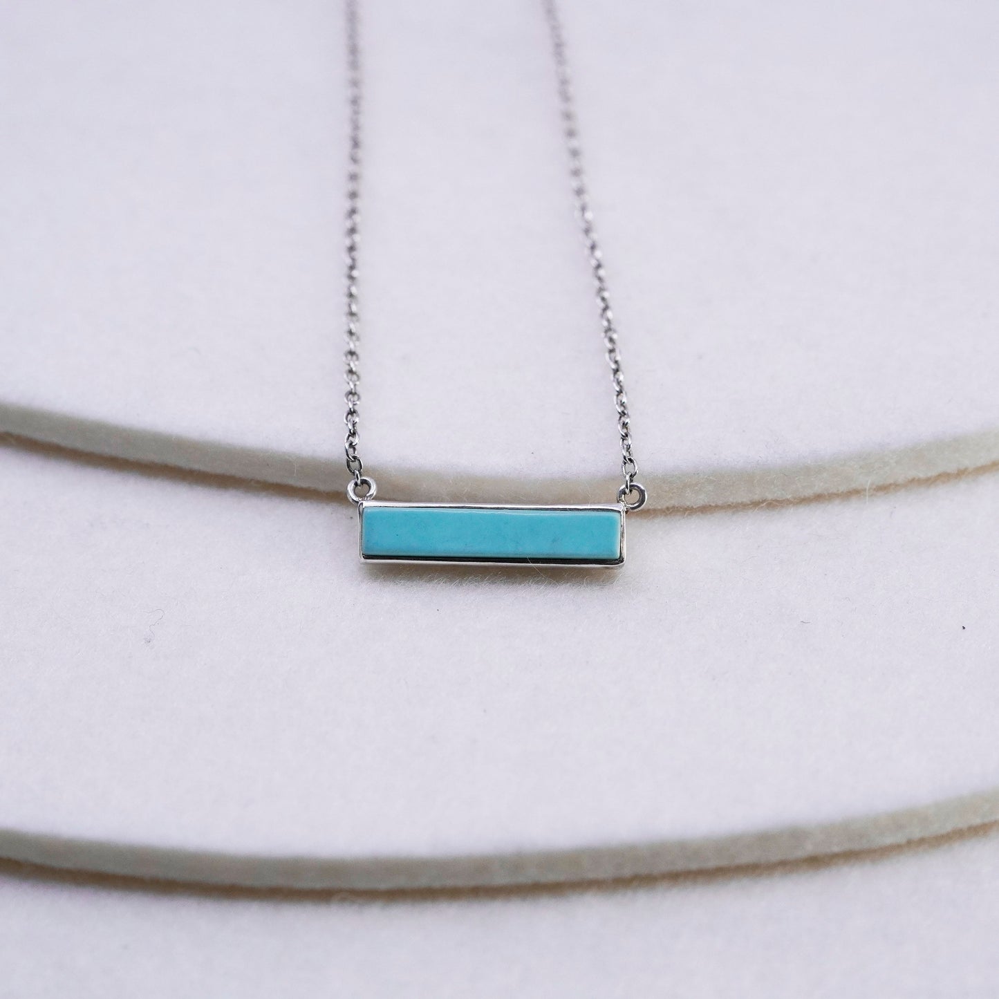 16+2”, Pura Vida Sterling 925 silver handmade necklace w/ turquoise bar pendant