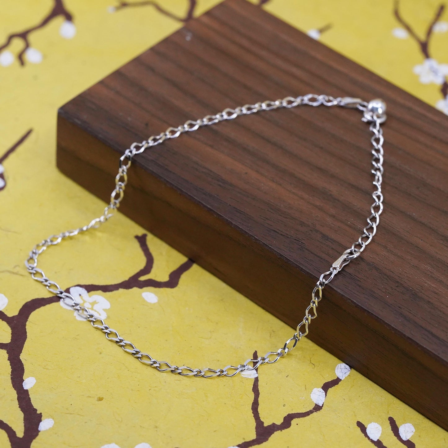 11.25” 3mm, Vintage sterling silver handmade anklet, 925 Figaro chain