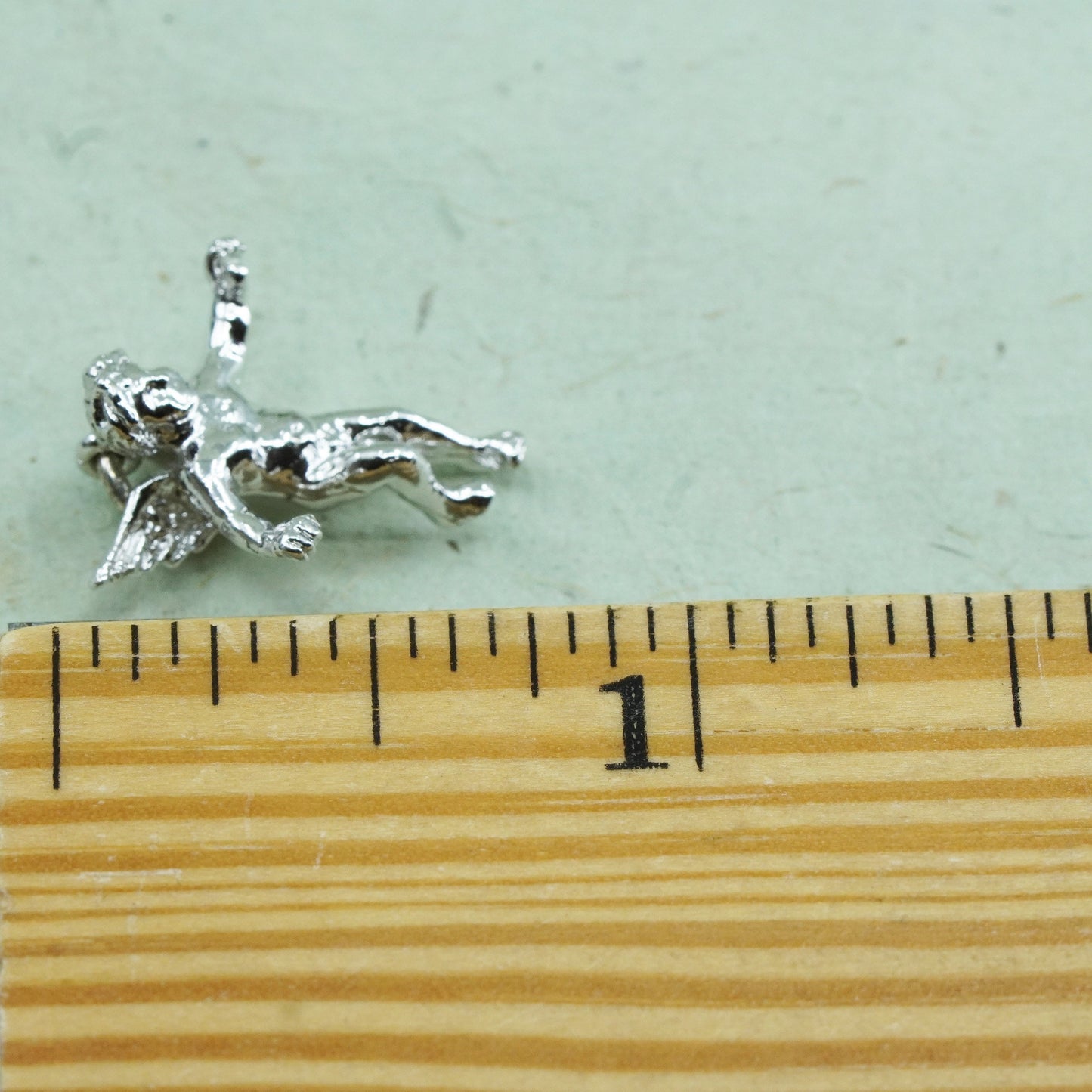Vintage sterling silver handmade pendant, 925 angel charm