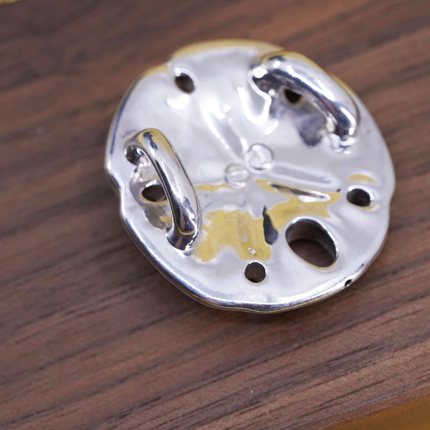 Vintage Italian Sterling Silver Handmade Pendant, 925 sand dollar charm Pendant