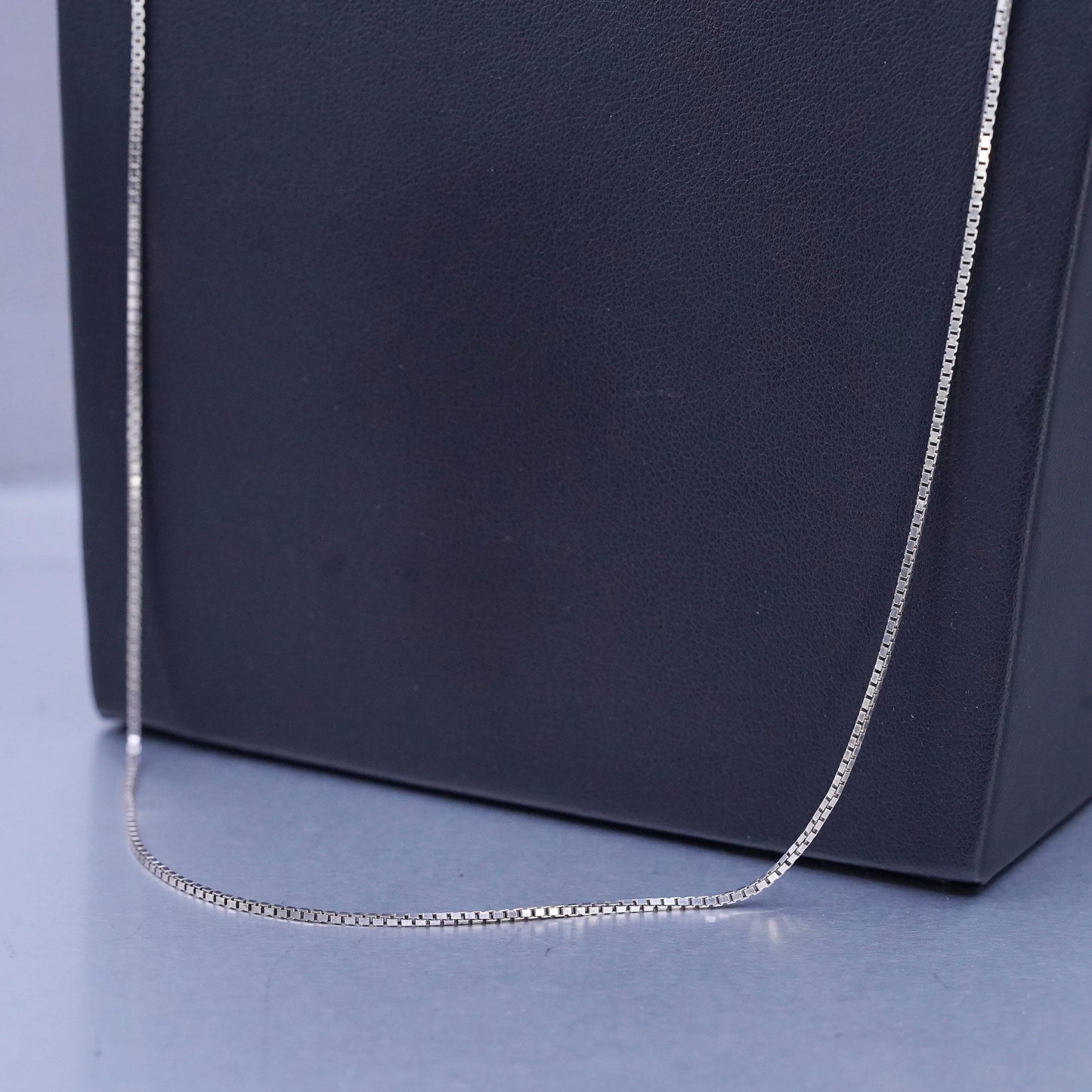 30" 1mm, vintage Italian Sterling 925 silver long box chain necklace