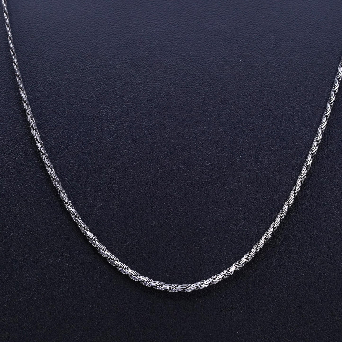 24", 3mm, Vintage sterling silver flatten curb chain, 925 men's necklace