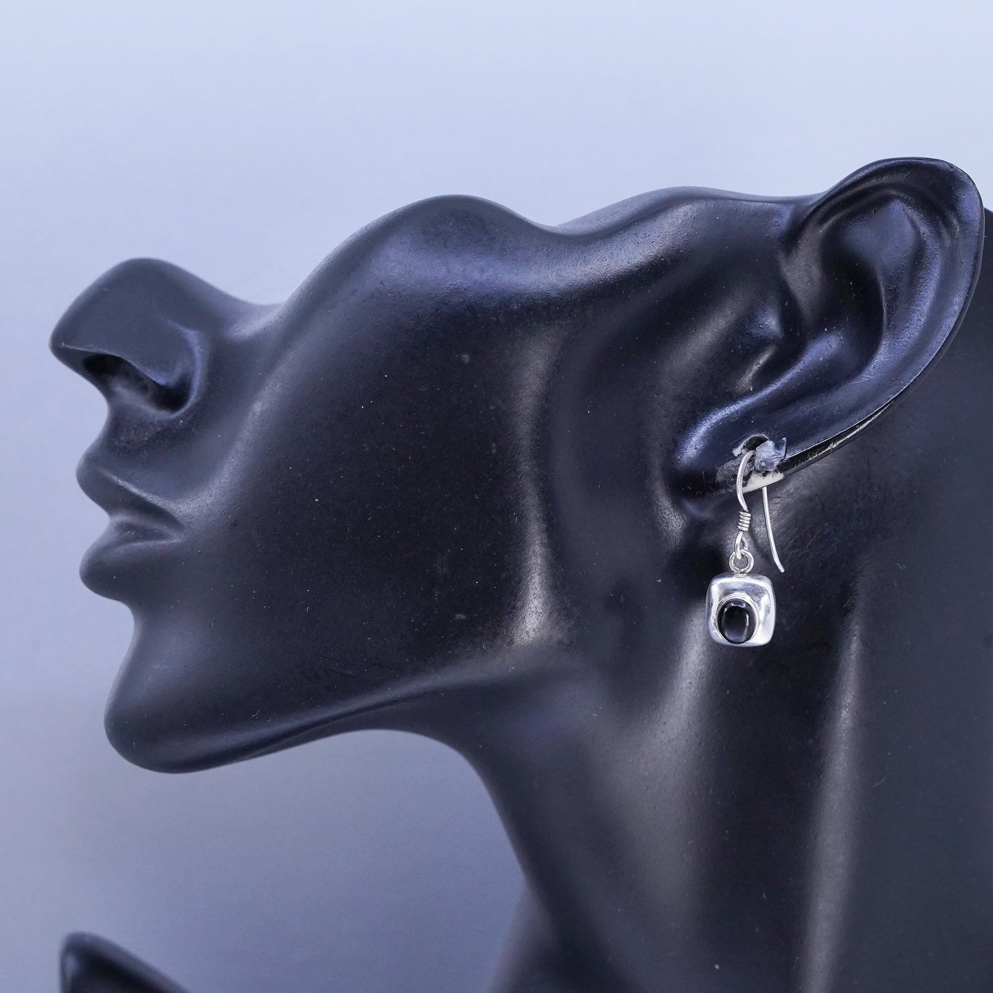 Vintage Sterling 925 silver handmade earrings with black onyx