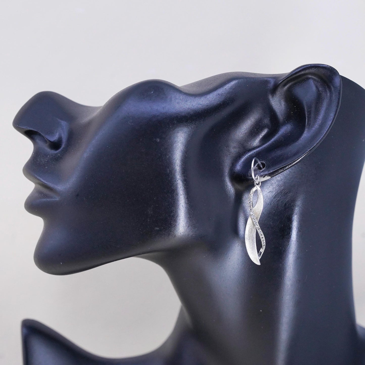 VTG Ralph Lauren sterling silver earrings, textured 925 entwined long dangles