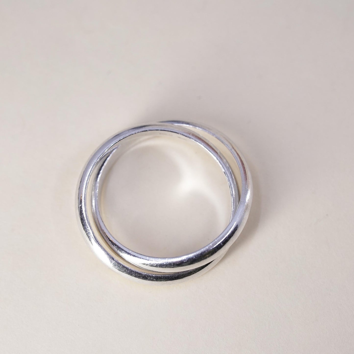 Size 6.5, Vintage sterling silver handmade entwined ring, 925 statement band