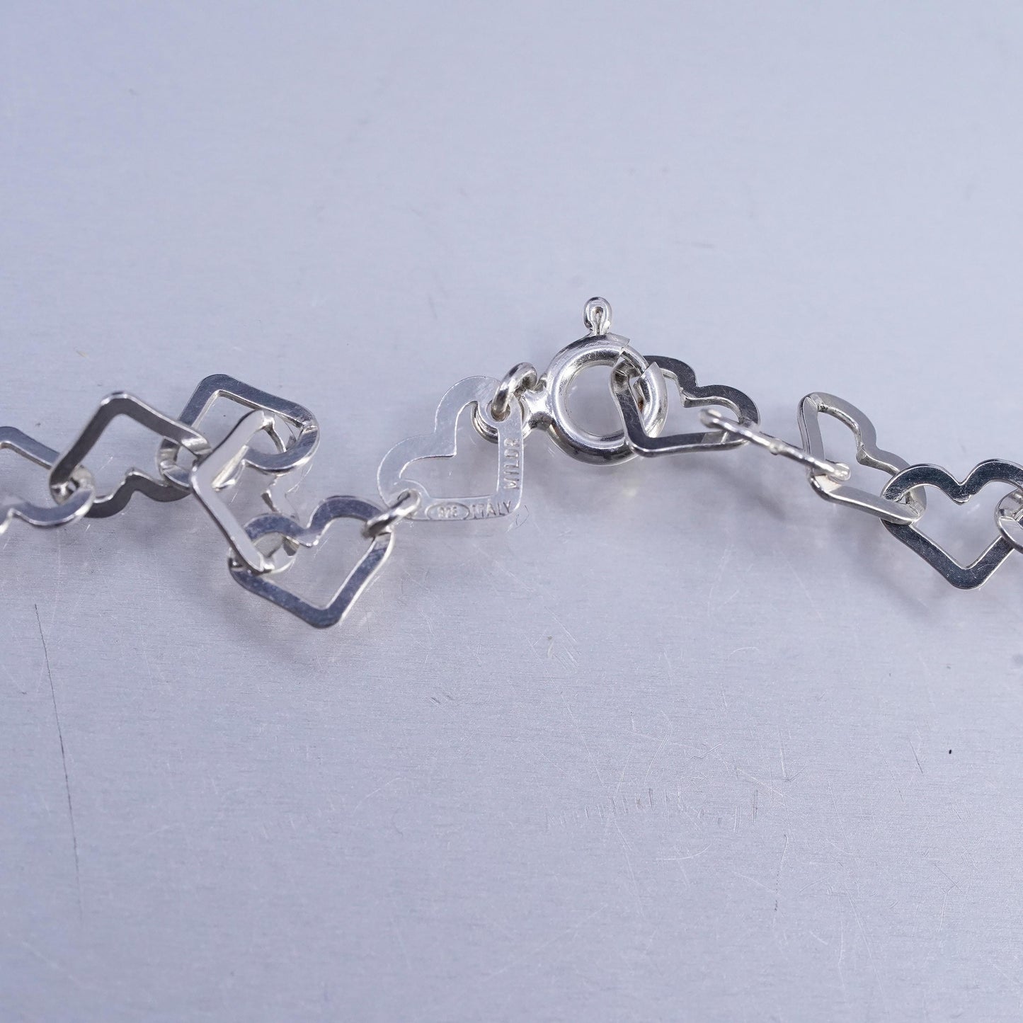 20" 6mm, vintage Milor Italian Sterling 925 silver heart chain necklace
