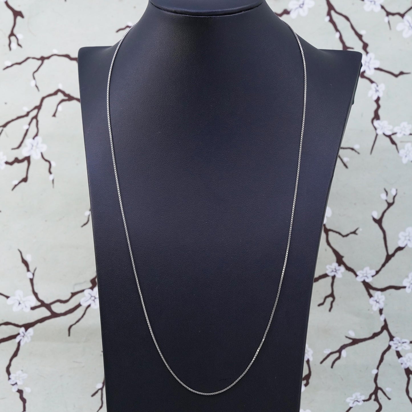 24", 1mm, Vintage Italian sterling 925 silver box chain, necklace