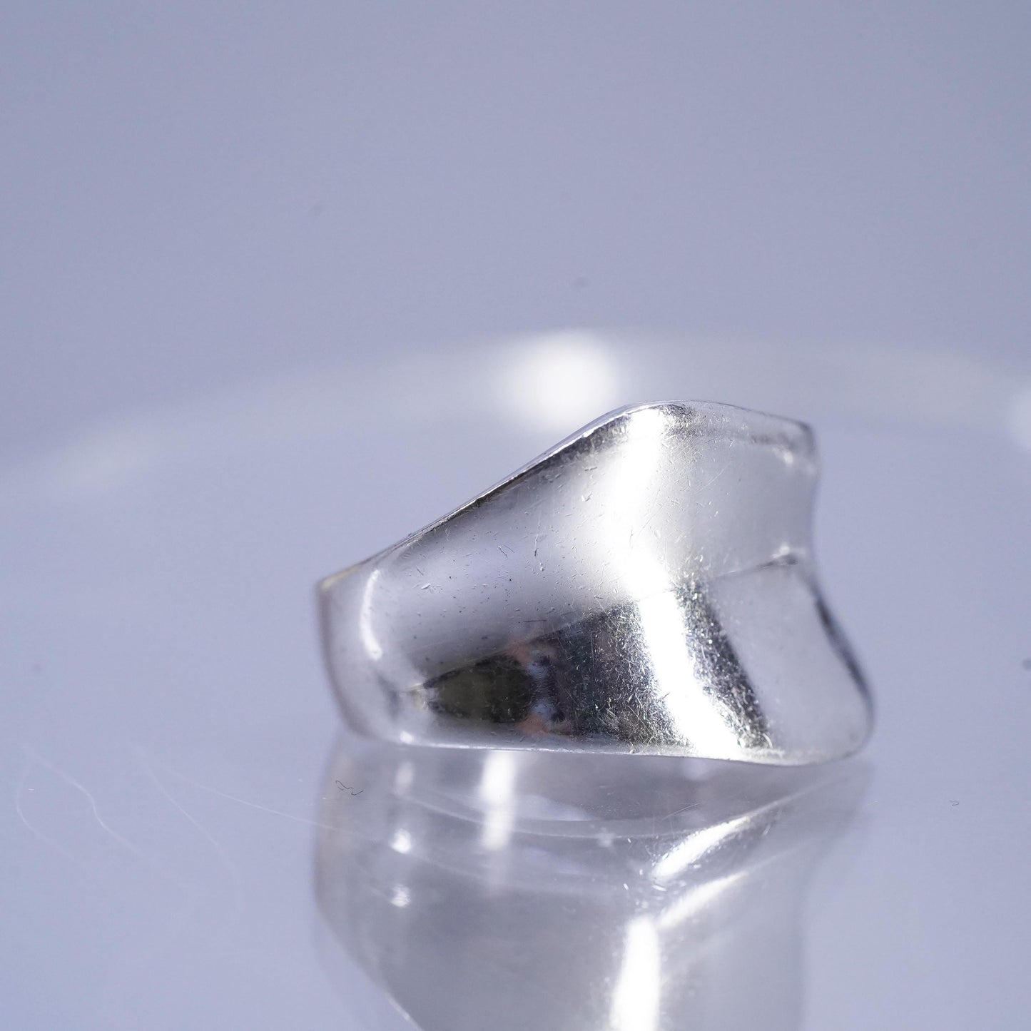 Size 8, vintage modern Sterling 925 silver handmade ring, wavy band