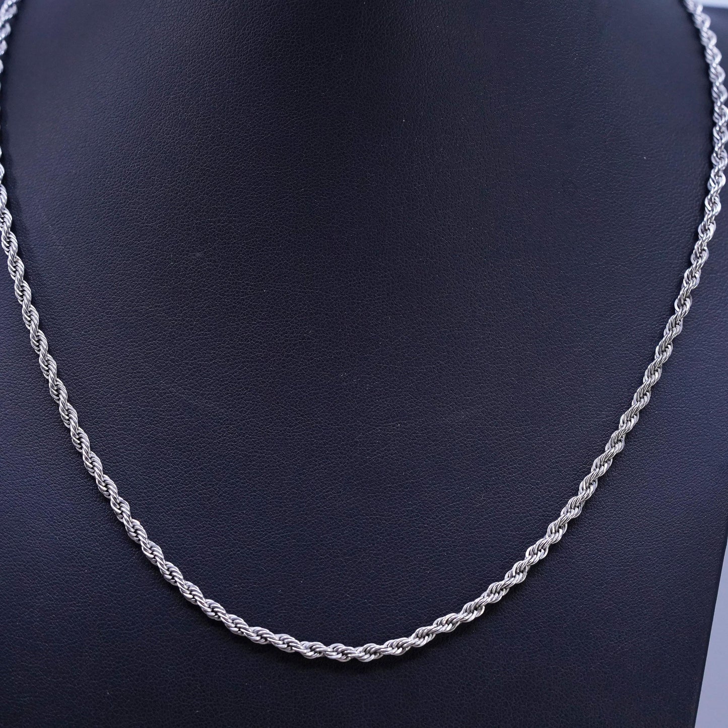 20" 3mm, vintage Sterling silver handmade necklace, 925 diamond rope chain