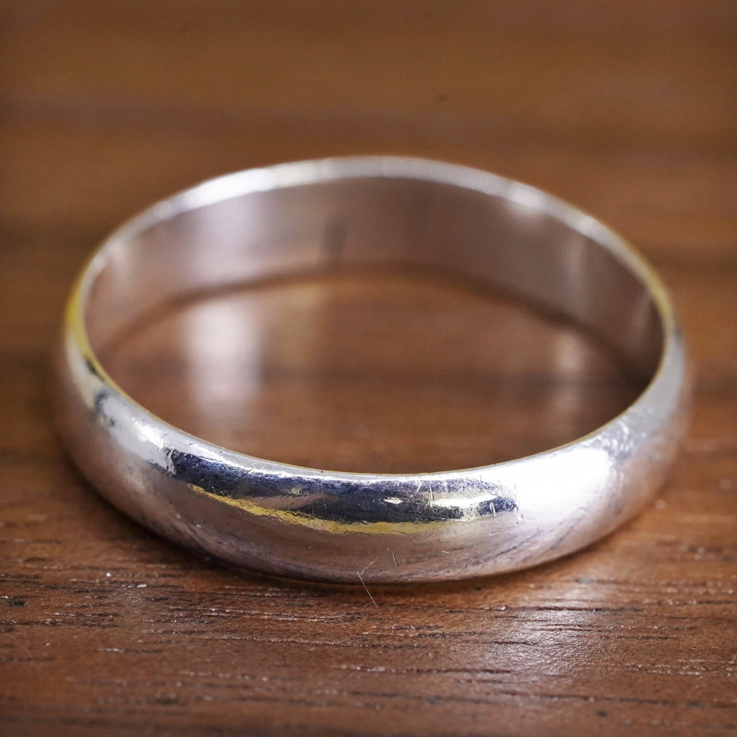 size 8, vintage Sterling silver handmade ring, 925 wedding band