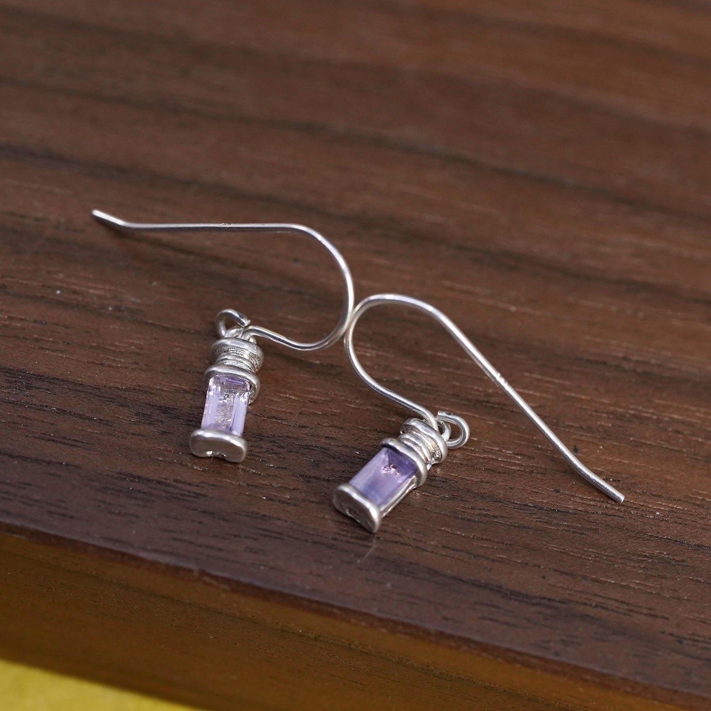 Vintage Sterling 925 silver handmade earrings with amethyst