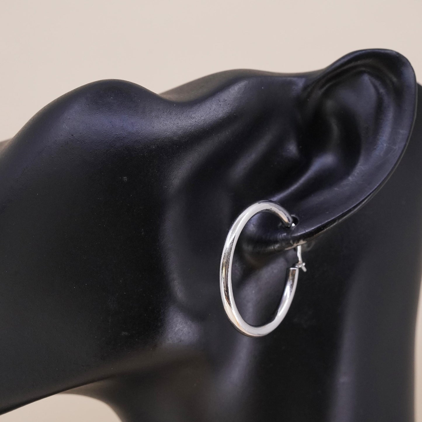 1.25", Vintage sterling silver loop single earring, bold minimalist hoop