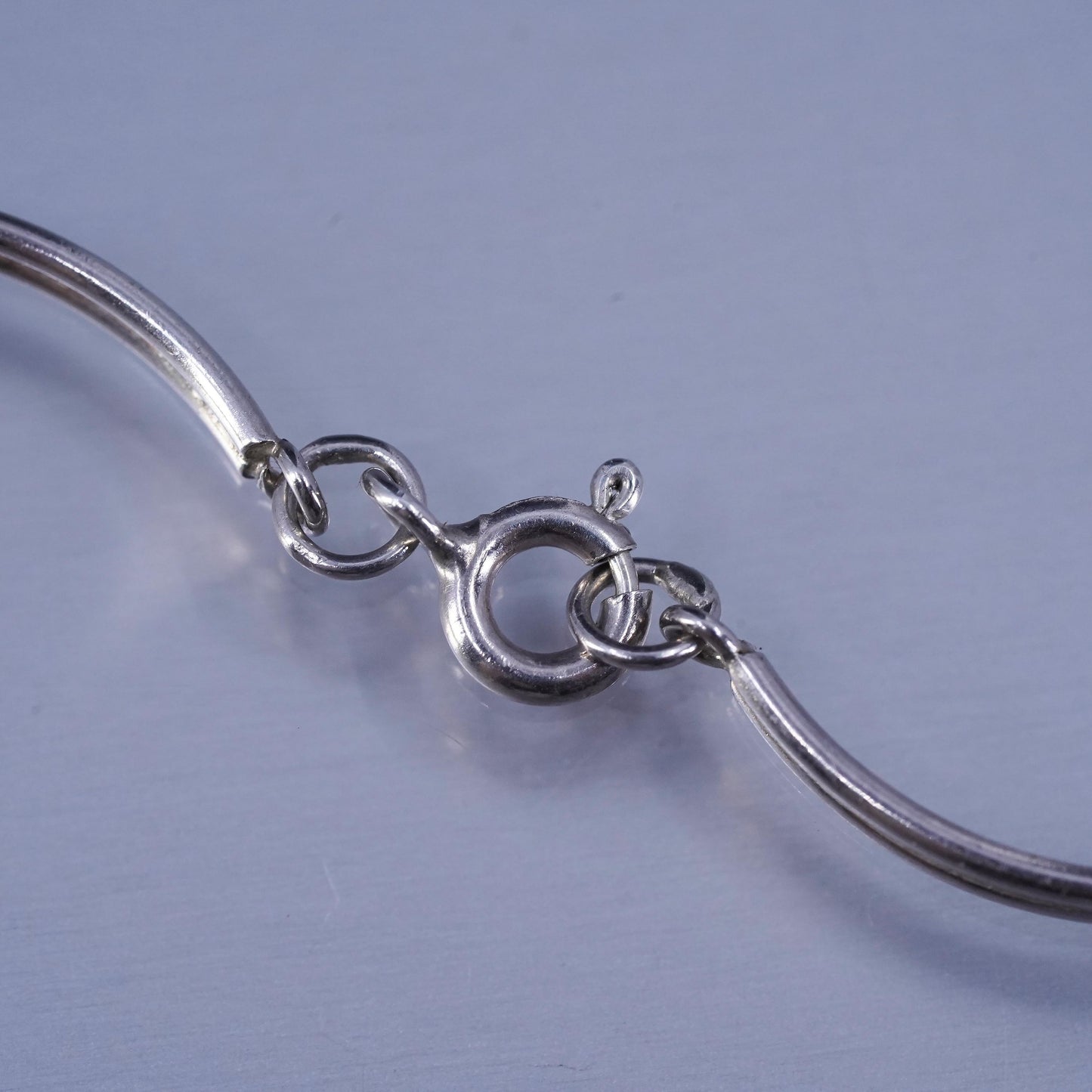 16”, vintage Sterling 925 silver curvy bar necklace with filigree cross pendant